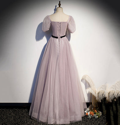 Cute tulle long A line prom dress evening gown  10039