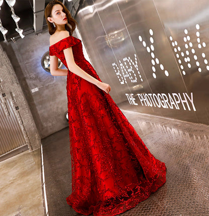 Elegant tulle long A line prom dress evening gown  10052