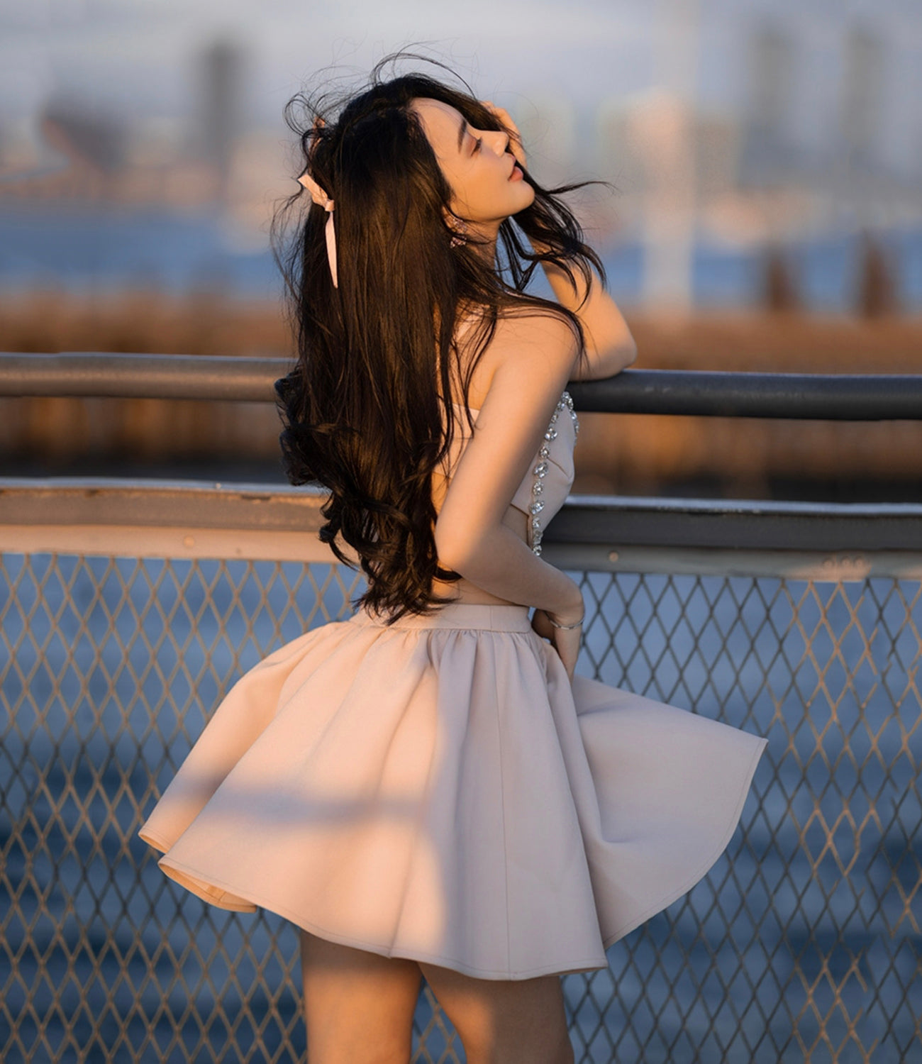 Lovely heart-shaped diamond backless prom dress party dress  10094