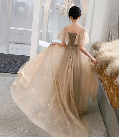 Cute tulle long A line prom dress evening gown  10067