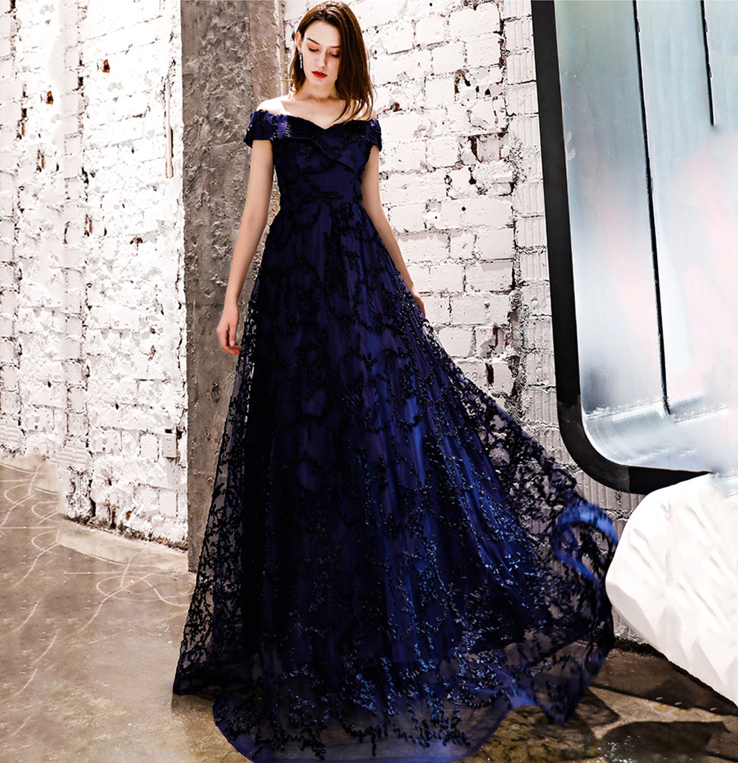 Elegant tulle long A line prom dress evening gown  10052