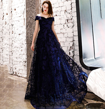 Elegant tulle long A line prom dress evening gown  10052