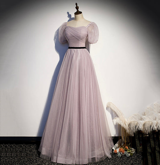 Cute tulle long A line prom dress evening gown  10039