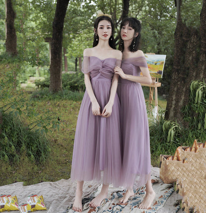 Purple tulle short prom dress party dress  10042