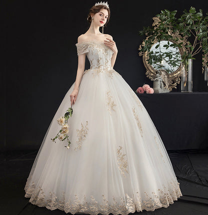 White tulle lace long ball gown dress formal dress  10116