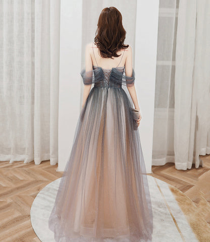 Cute tulle sequins long prom dress evening gown  10055