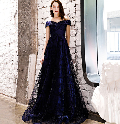 Elegant tulle long A line prom dress evening gown  10052