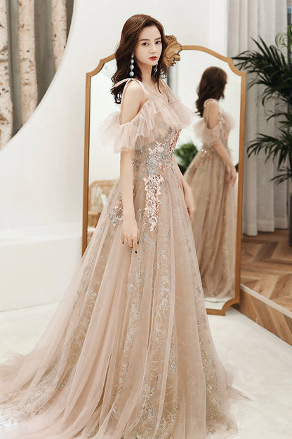A-Line Tulle Off the Shoulder Prom Dress, Cute Evening Party Dress