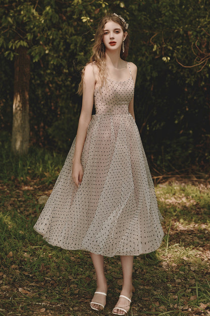 Cute Tulle Short A-Line Prom Dress, Champagne Homecoming Party Dress