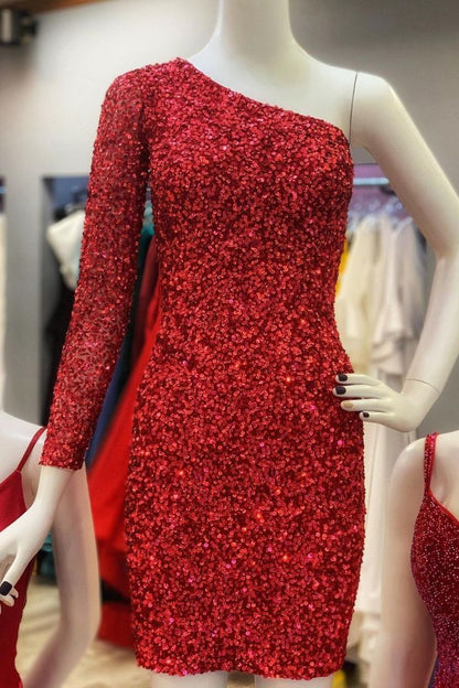 Sparkel Hot Pink Sequins Bodycon Homecoming Dress SA1307