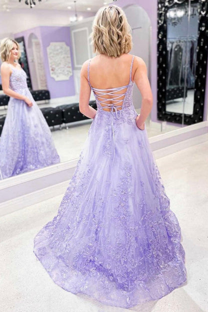 Vestidos formales elegantes color lavanda, vestido de noche de graduación de corte A