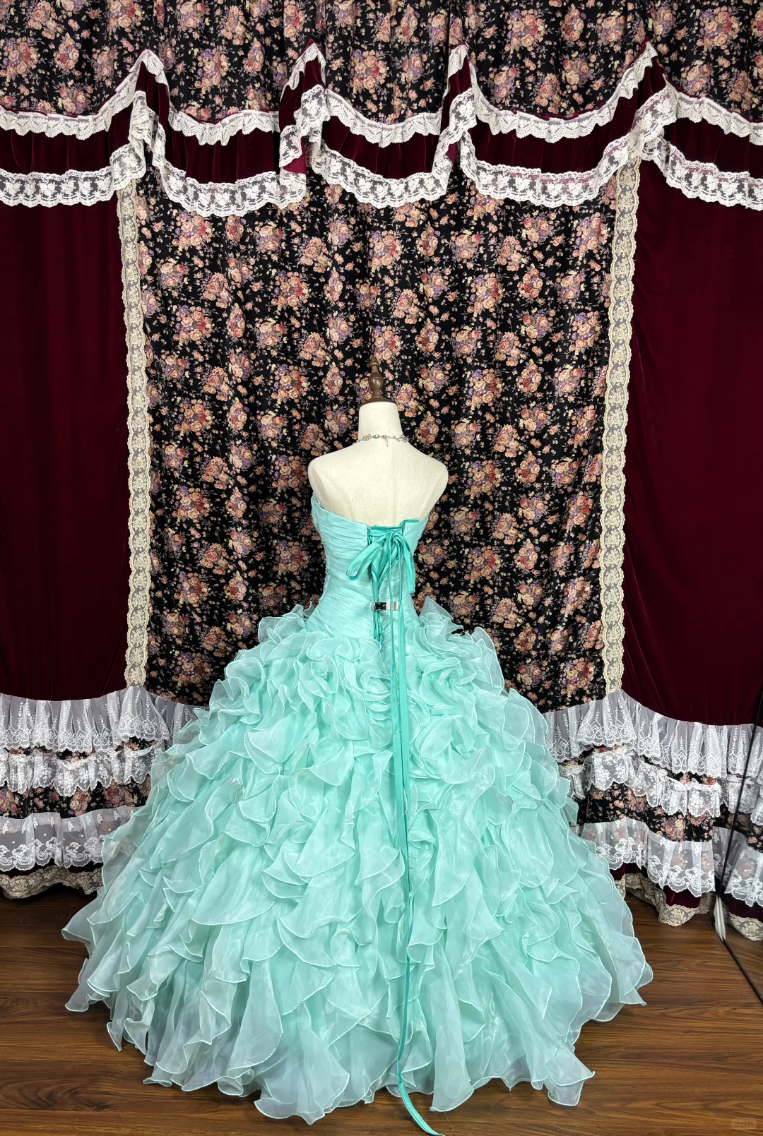 Vestido de noche vintage de quinceañera, de tul azul verdoso, sin tirantes y con cuentas, corte A, para fiesta de graduación, TP4263