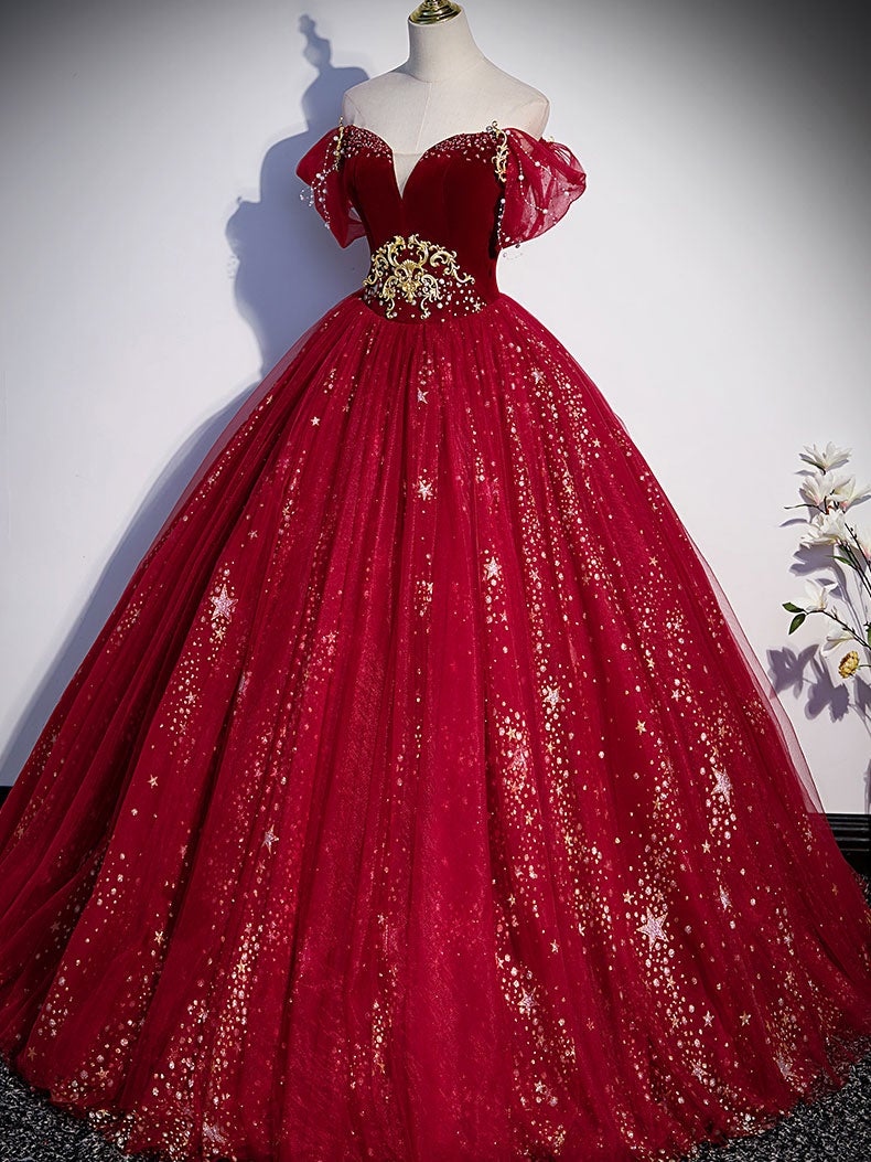 Vestido de fiesta largo de tul burdeos con lentejuelas, vestido formal de tul burdeos