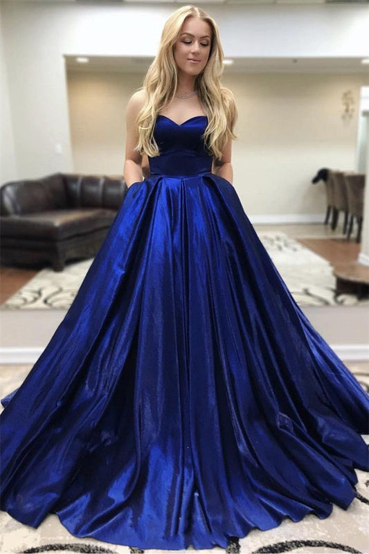 Sweetheart Burgundy Prom Dresses Long Graduation Gowns with Pockets GP51