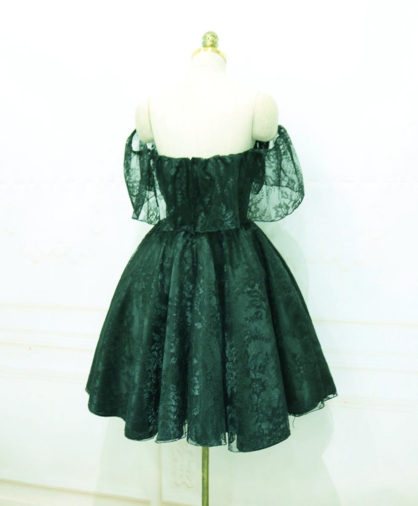 Beautiful Lace Green Off Shoulder Knee Length Party Dress, Homecoming Dress SA588
