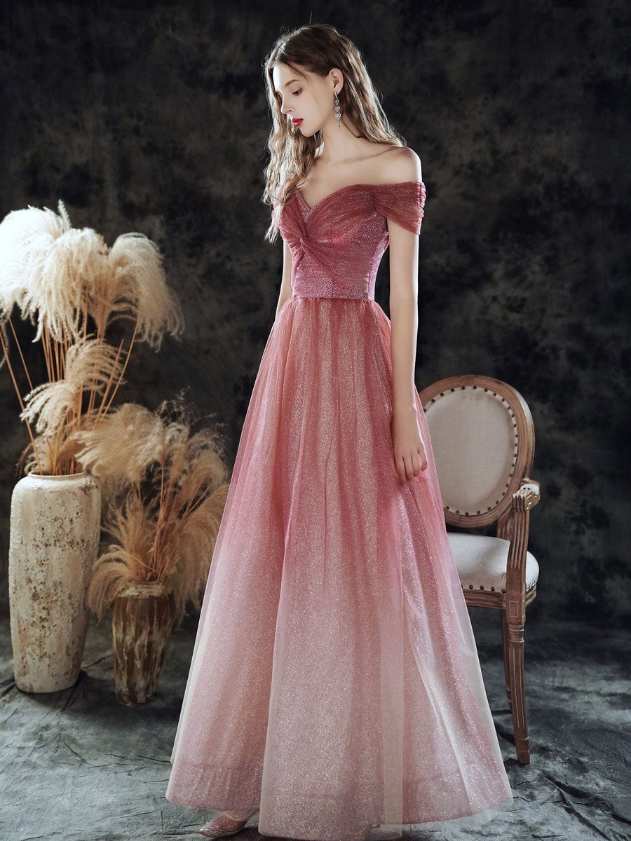 Vestido de fiesta largo de tul con lentejuelas y escote corazón color burdeos, vestido de noche color burdeos