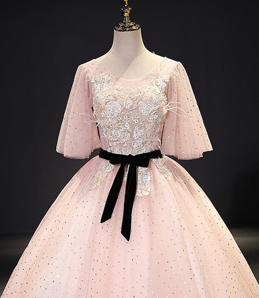 Pink tulle lace long ball gown dress fahion dress  8723