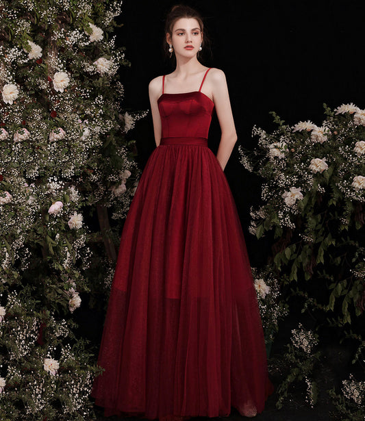 Cute burgundy two pieces detachable prom dresses  10191