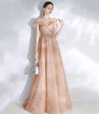 Stylish tulle sequins long prom dress evening dresses  10469