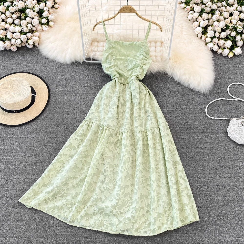 High waist slim A-line lace dress  11202