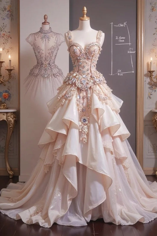 Pink Luxury Gorgeous Sparkling Corset Princess Long Tulle Elegant Ball Gown Evening Dress Wedding Dress gh4732