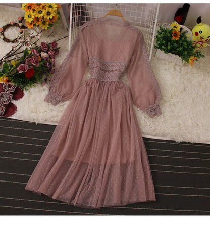 Cute Lace Long Sleeve Dress Fashion Dress  10958