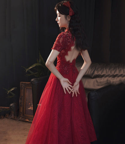 Cute tulle long A line prom dress evening gown  10095