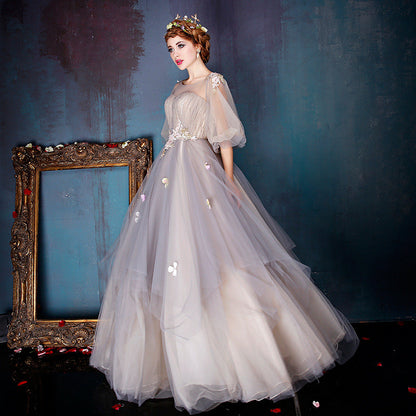 Cute A line tulle long A line prom dress evening dress  8688