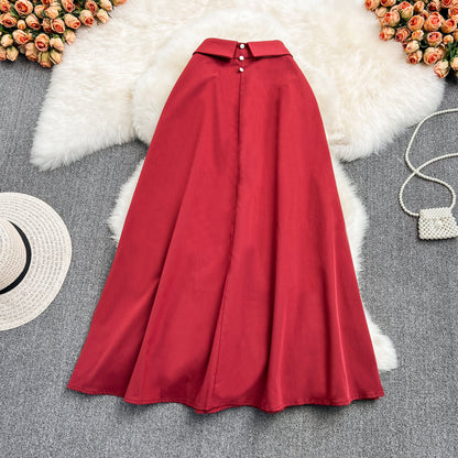 Mid length knee length A-line skirt, half skirt, umbrella skirt  11294
