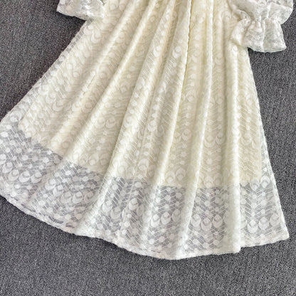 Champagne V Neck Lace Long Dress Fashion Dress  10957