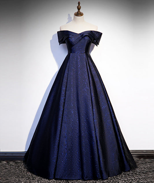 Blue Shiny Elegant Long Satin Ball Gown Evening Dress formal dress 8551