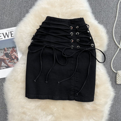 High waist slim A-line skirt versatile Hip Wrap short skirt  11273
