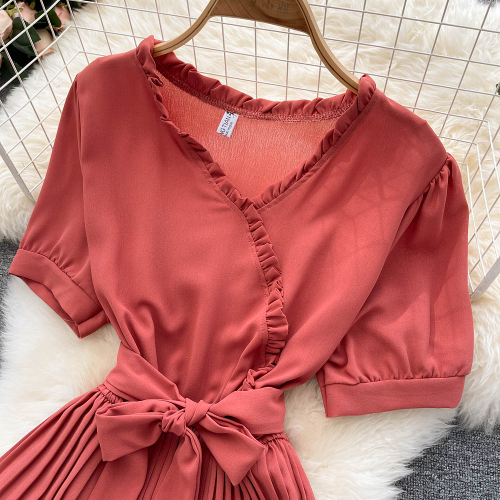 Cute V Neck Chiffon Short Dress Fashion Dress  10816