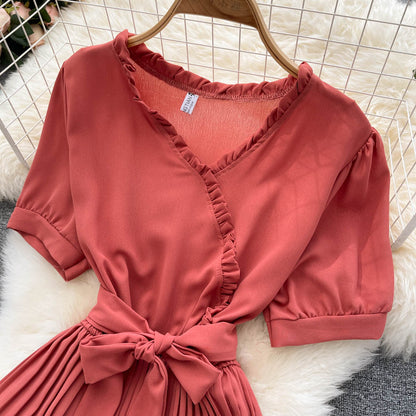 Cute V Neck Chiffon Short Dress Fashion Dress  10816