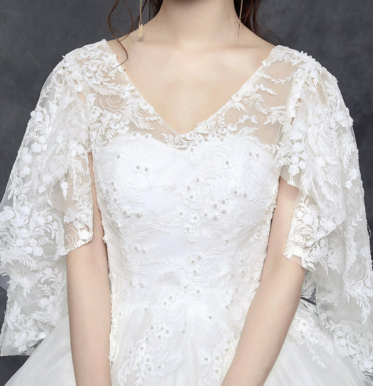 White v neck lace long prom gown evening gown  10033