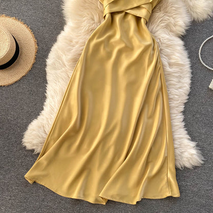 Cute Satin Short A Line Dress Fashion Dress  10944