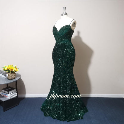 Vestidos de fiesta largos verde esmeralda, vestidos de noche con lentejuelas brillantes para bodas, vestidos para fiestas y eventos.
