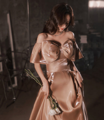 Lovely Bow Satin Long Ball Gown Formal Dress  10382