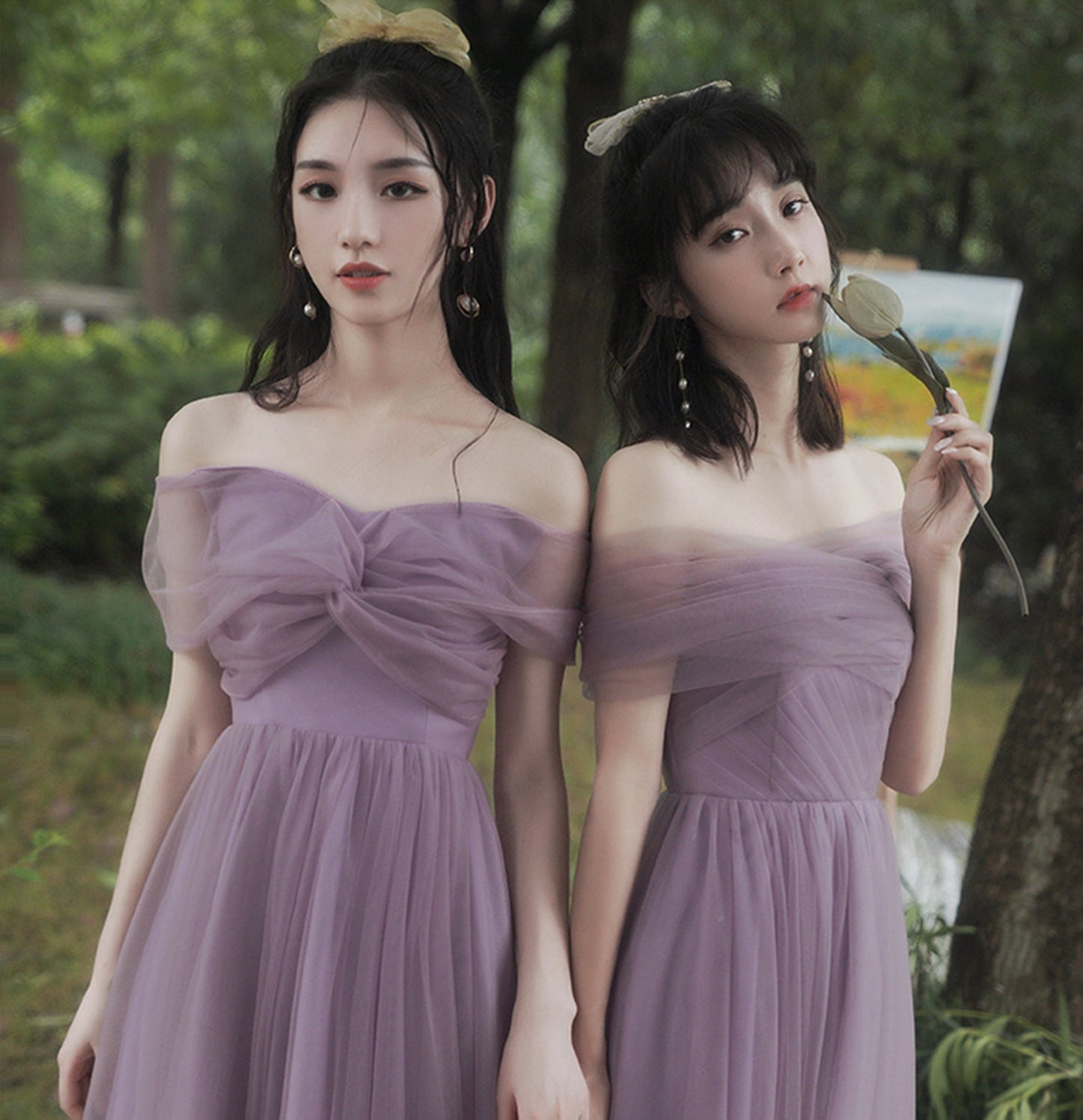 Purple tulle short prom dress party dress  10042