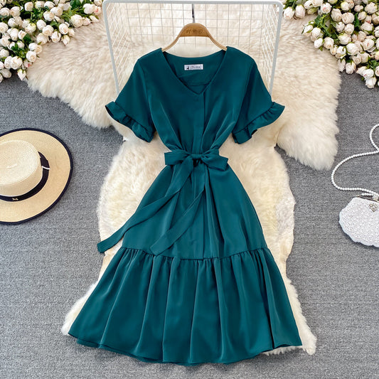 Cute V Neck Short Dress A Line Fashion Dress  10901