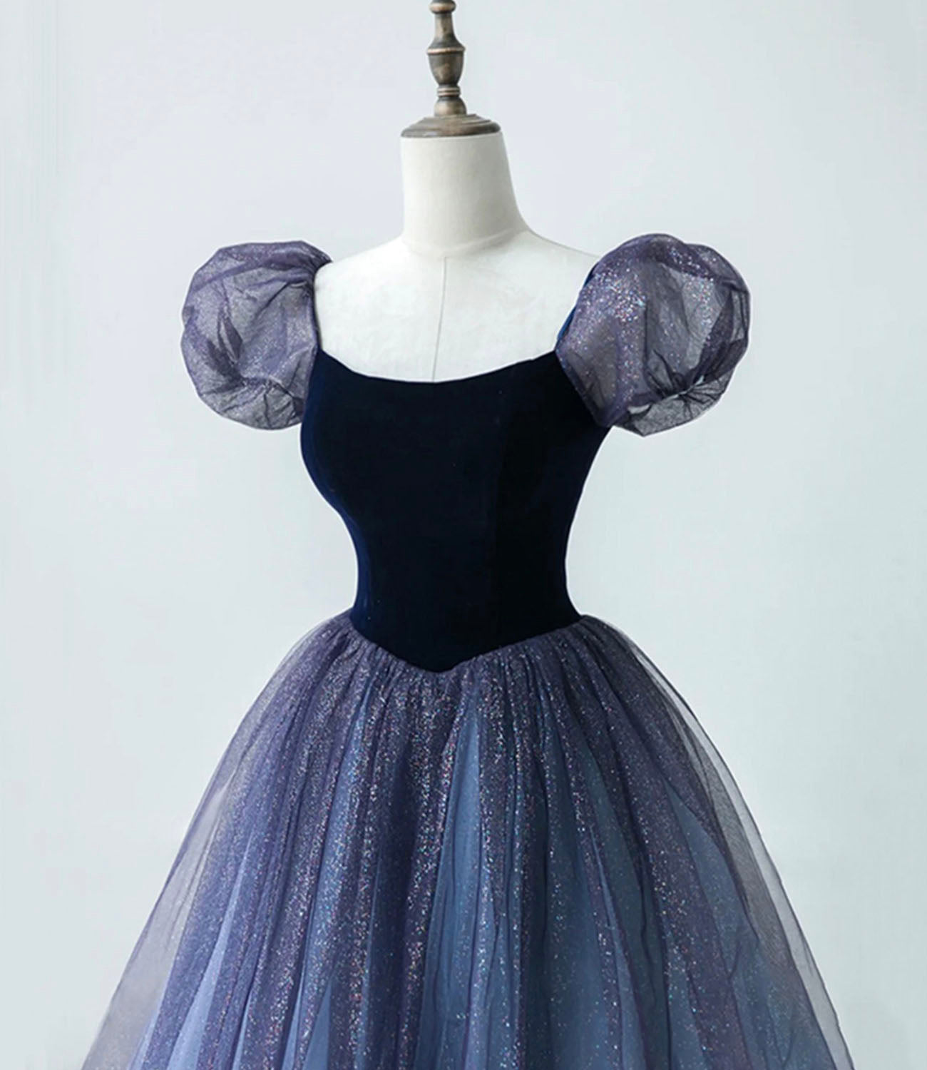 Cute tulle long prom dress A line evening gown  10164