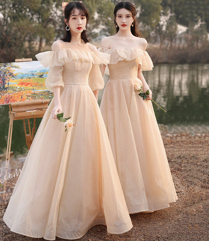 Cute tulle sequins long prom dress A line evening dress  10571