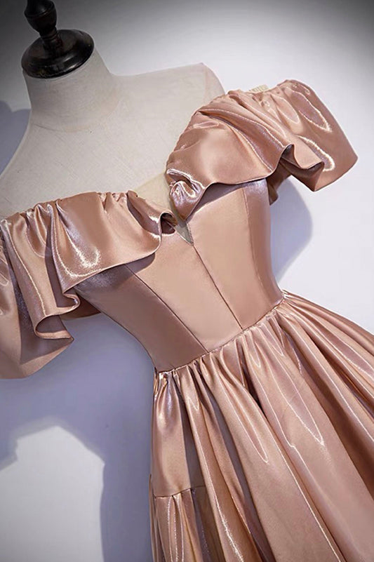 Cute satin long prom dress A line evening gown  10179