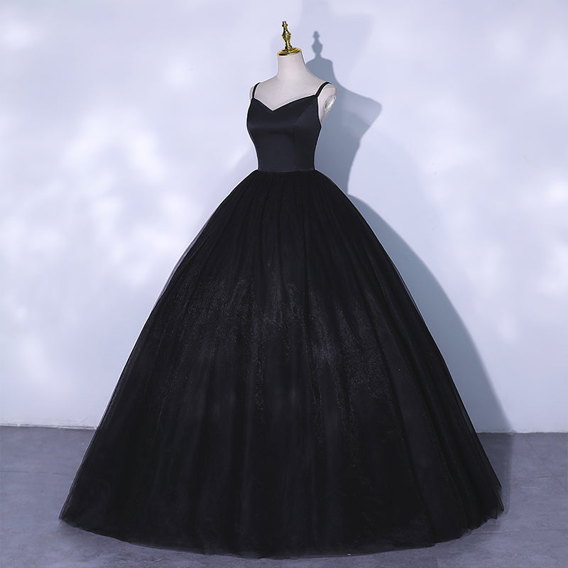 Black v neck tulle long ball gown dress formal dress  10065