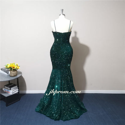 Vestidos de fiesta largos verde esmeralda, vestidos de noche con lentejuelas brillantes para bodas, vestidos para fiestas y eventos.