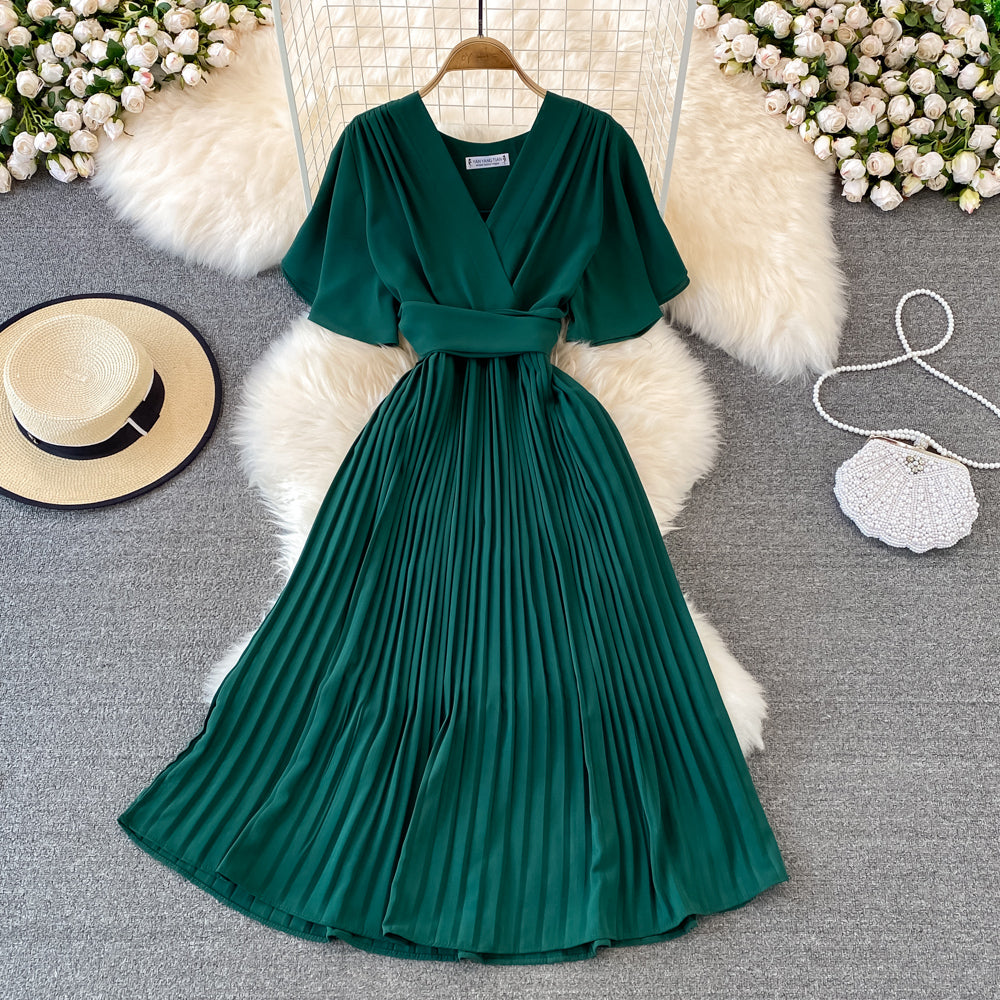 Simple V Neck Short Dress A Line Fashion Dress  10728