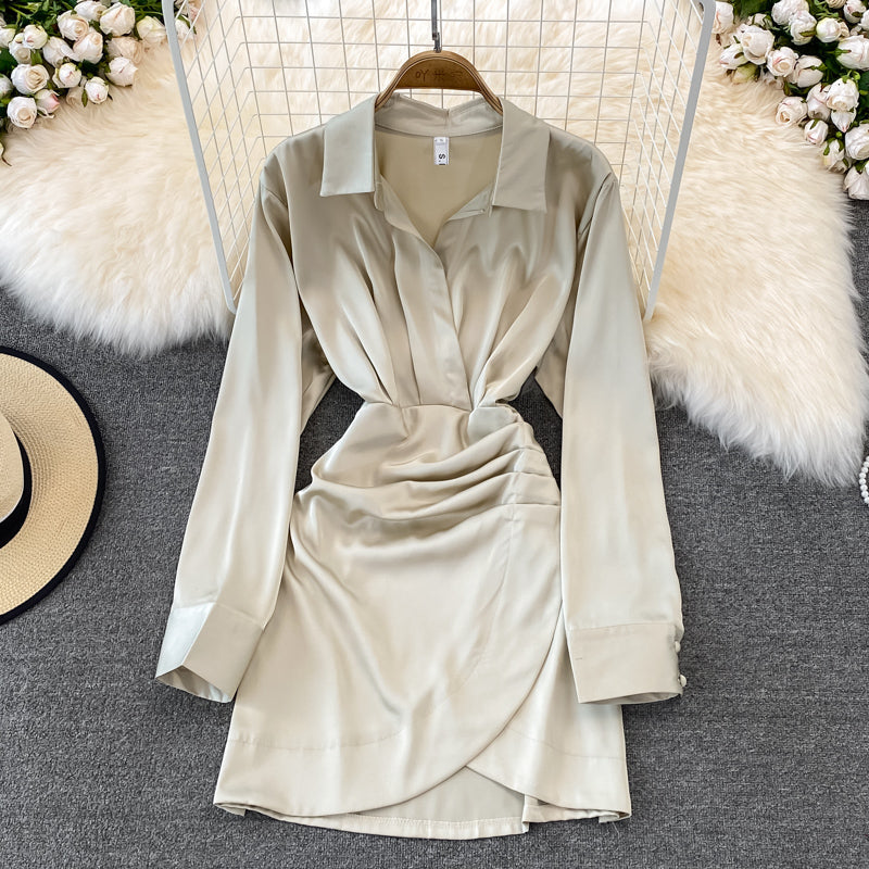 Fashionable Irregular Shirt Long Sleeve Dress  10828