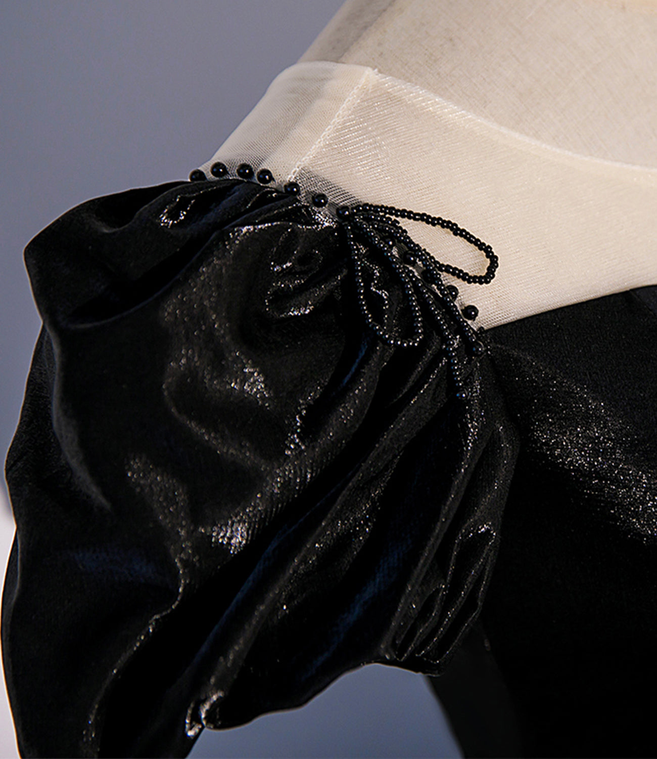 Black satin long prom dress A line evening gown  10347
