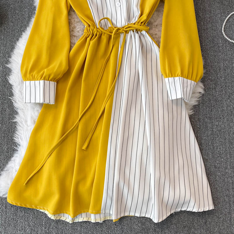 Simple A Line Striped Shirt Dress  10771