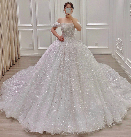 Amazing tulle sequins ball gown dress formal dress  8507